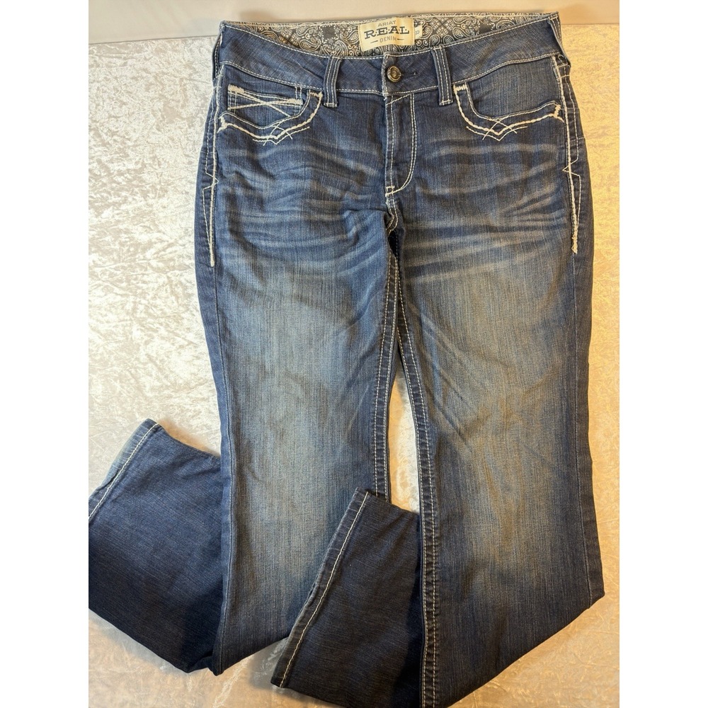 Ariat REAL Womens Jeans 32R 32x32 Marine Mid Rise Bootcut Western Cowgirl
